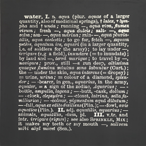 'Titled (A.A.I.A.I.)' [water, Eng.-Latin] 1968 [dut] - by Joseph Kosuth (Toledo, Ohio (Etats-Unis) 1945) [fre]